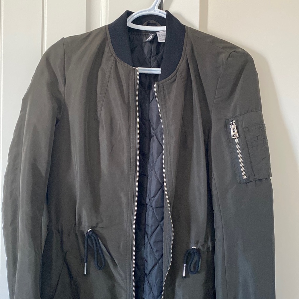 H&M long bomber jacket size 32